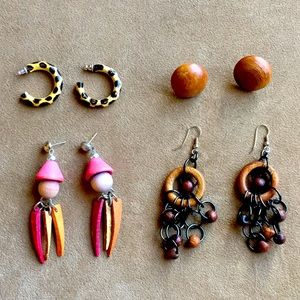 Vintage Wooden Earrings Bundle